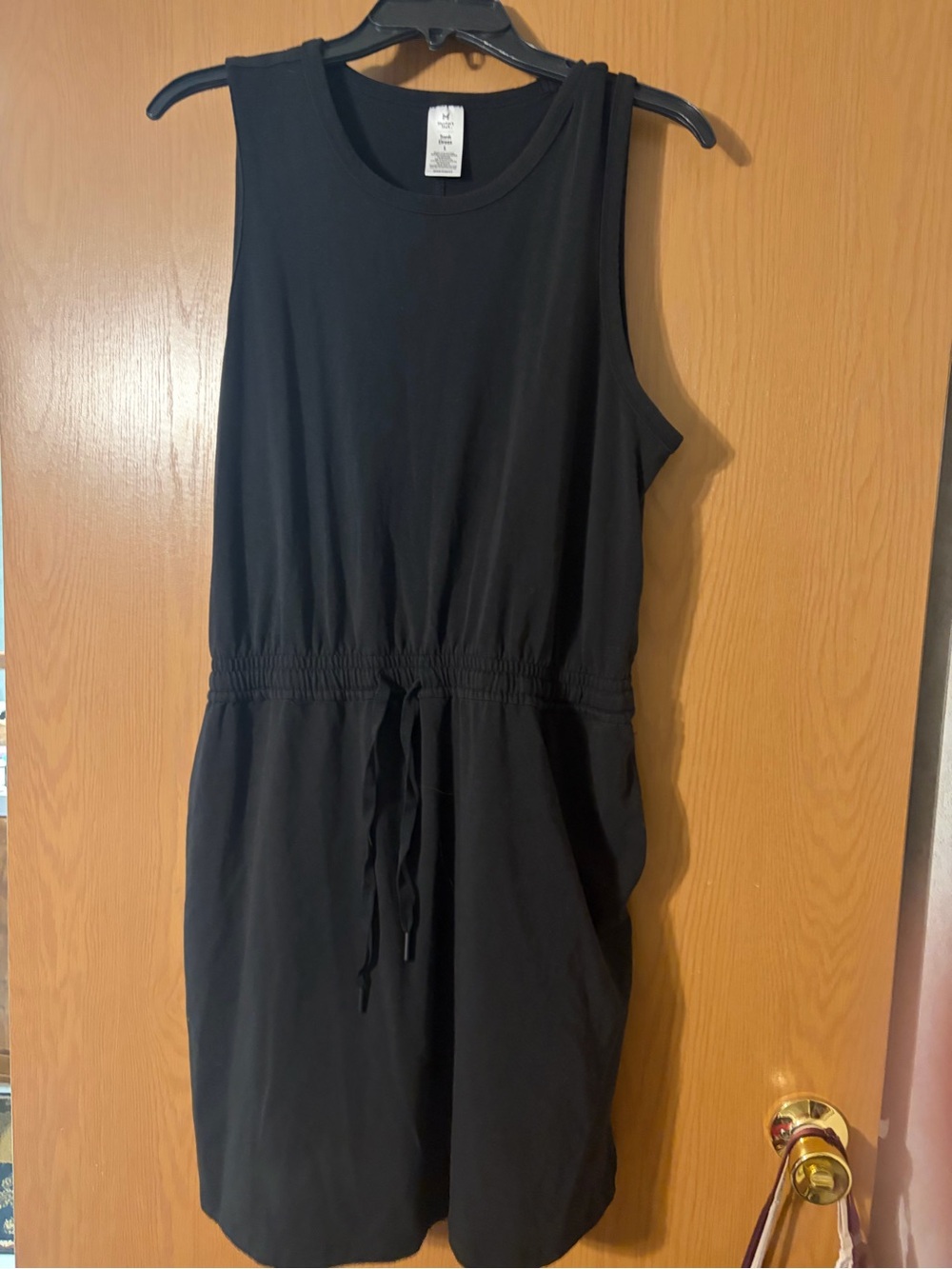 Women's Black Sleeveless Drawstring Mini Dress